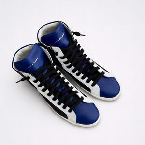 Liviana Conti Italian Leather Colorblock High Top Sneakers EU 37 / US 7